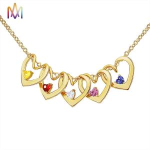 China Heart In Heart Pendant Womens Engraved Necklace With Colored Stones wholesale