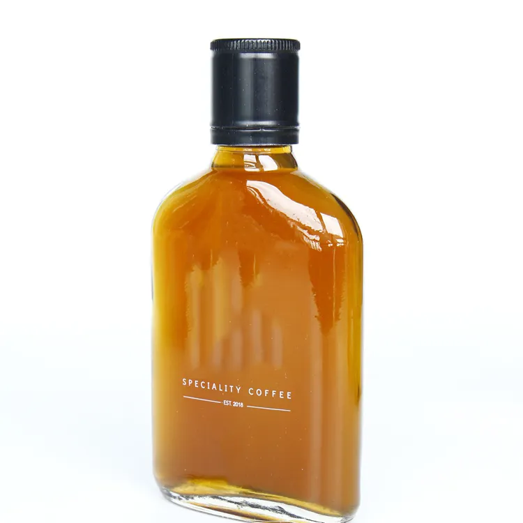 Glass Products 100ml Custom Clear Flat Glass Flask for Whiskey and Spirits Bottle