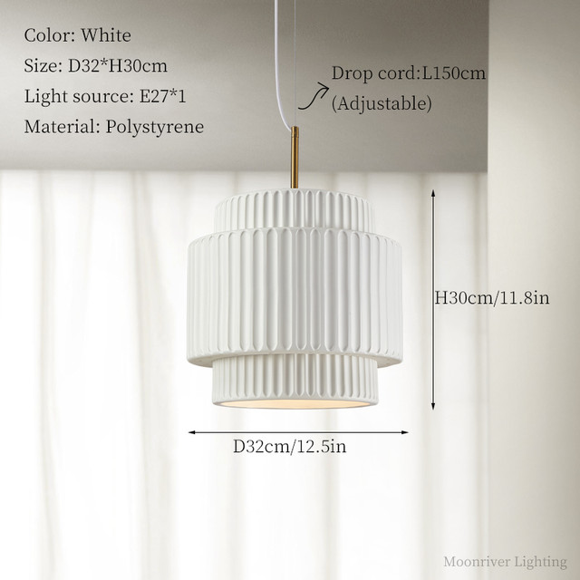 Wabi Sabi Pendant Light White Resin Chandeliers Dining Room Hanging Lamp(WH-AP-577)