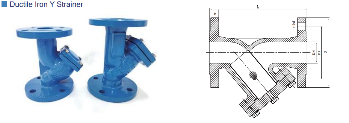 SUS304 316 Ductile Iron Y Type Strainer for Medium Temperature Water Treatment System