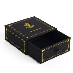 China Black Paper Packaging Box / Rigid Gift Box With Foil Stamping Logo Brand wholesale