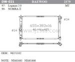 Leganza 2.0 / Nubira II'97-00 DAEWOO Car Radiator Sealed Type Dpi 2379