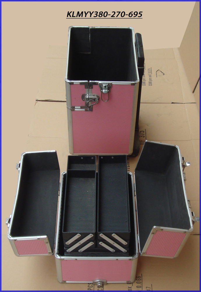 Aluminum Rolling Travel Makeup Cosmetic Case With Trolley