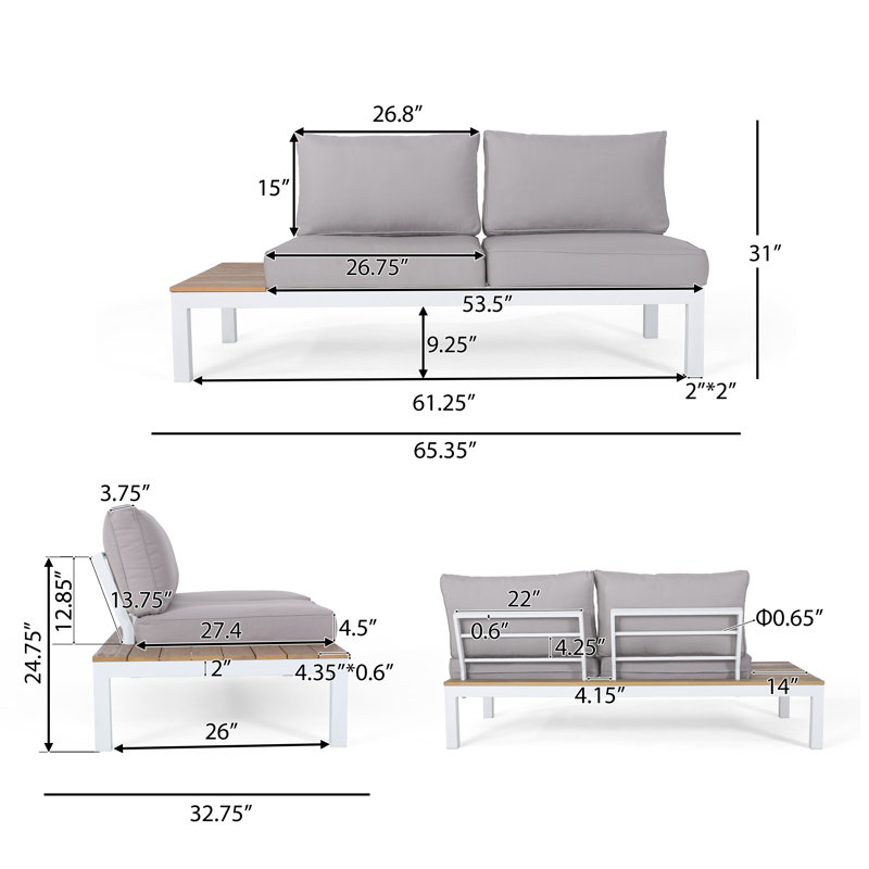 120.16 lb. Overall Product Weight AJUNION Outdoor Sectional Sofa Set for Patio Lounge