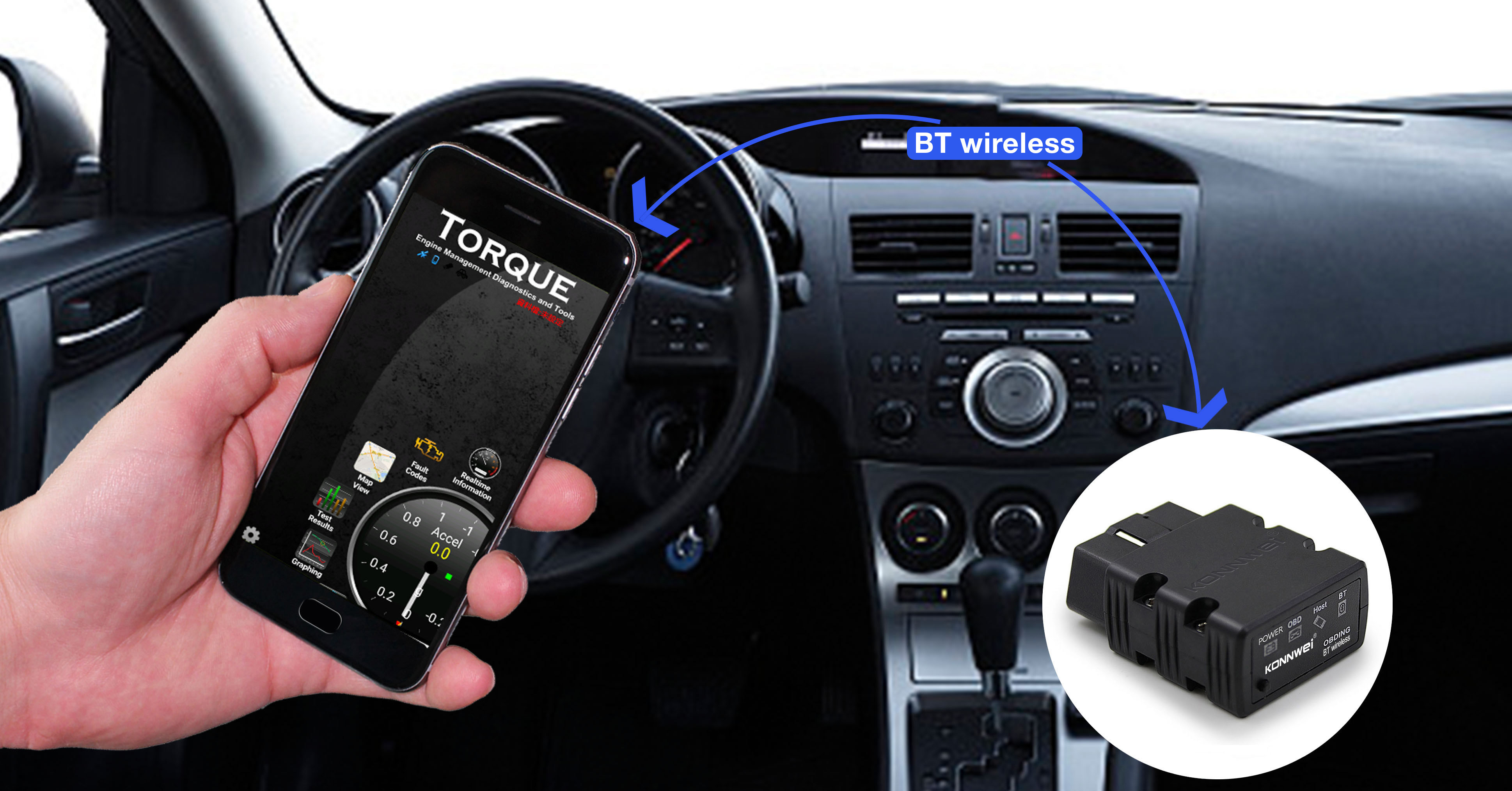 High Speed Konnwei All Items Bluetooth Obdii Scan Tool For Android Devices