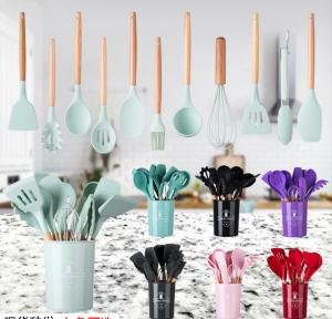 China undegradable Silicone Kitchen Utensil Sets , Minimalist 12 Piece Silicone Utensil Set wholesale