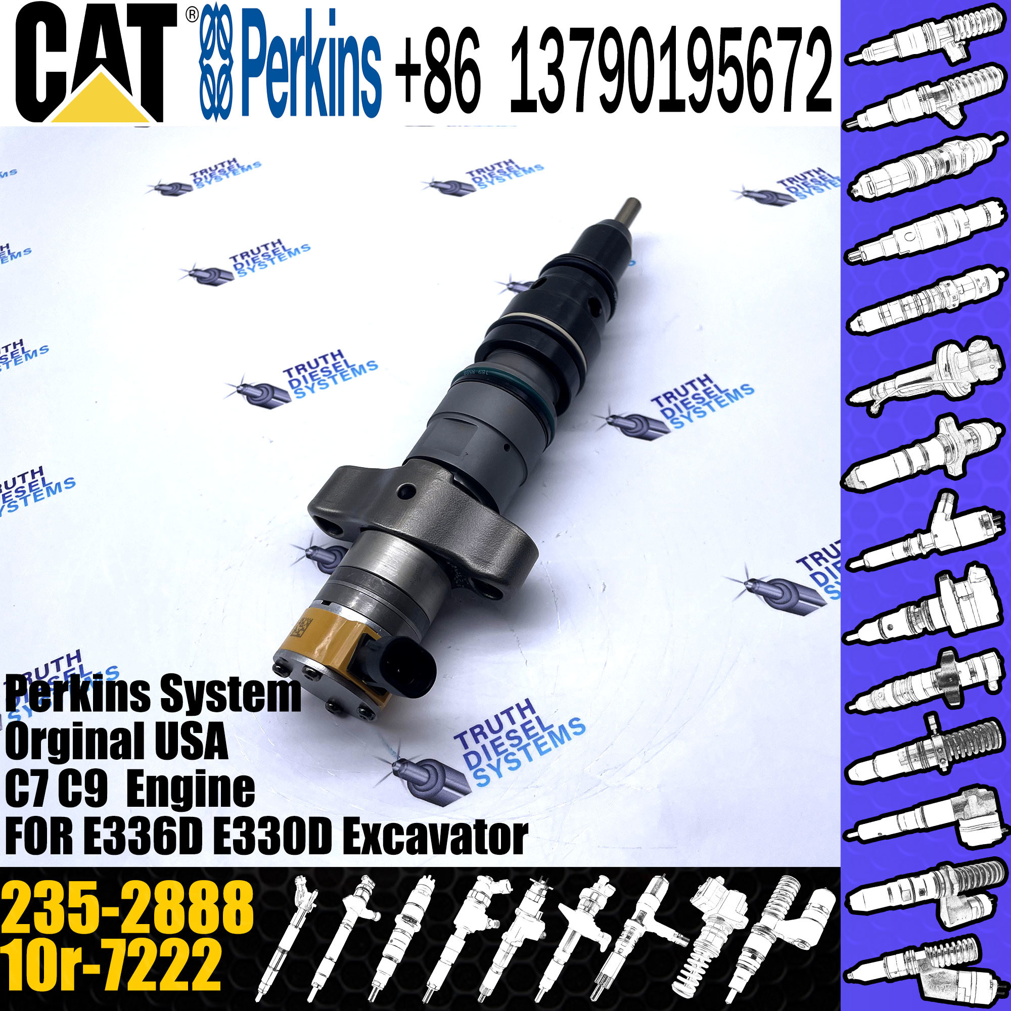 Fuel Injector 236-0962 235-2888 10R-7224 For CAT C9 / C-9 330C E330C FM 330C L Common Rail Injector