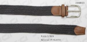 China Nickel Satin Buckle Mens Elastic Belt With Tan PU Part wholesale