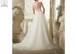 Organza A Line Lace Wedding Gown Backless Chest Heart Shaped Waist Beading