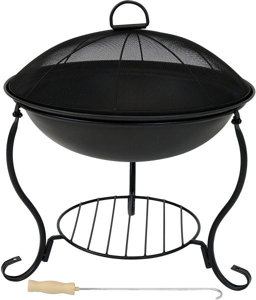 Steel Brazier Bowl - Black Outdoor Wood Burning Fire Pit Wood Stove Patio