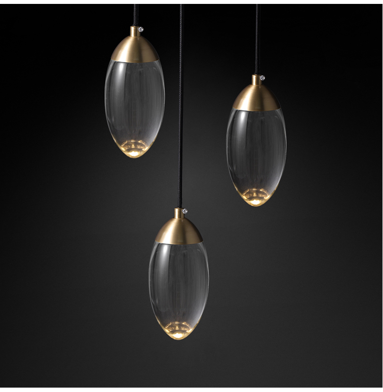 Nordic Modern Light Luxury Diamond Led Glass Chandelier copper pendant lights(WH-GP-114)
