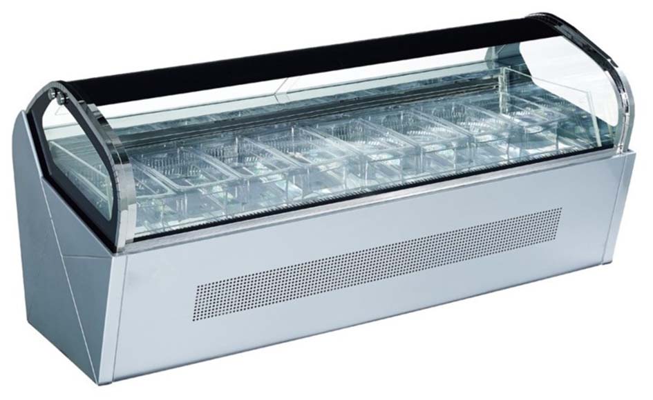 Energy-Saving Ice Cream Display Case | Frost-Free & Hygienic | Glass Door Freezer for Ice Cream Parlor/Restaurant