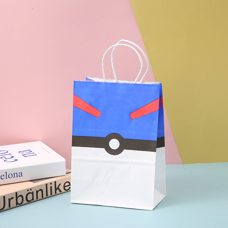 Custom Logo Cartoon Kraft Paper Hand Packing Candy Food Party Paper Bag for Canned Food