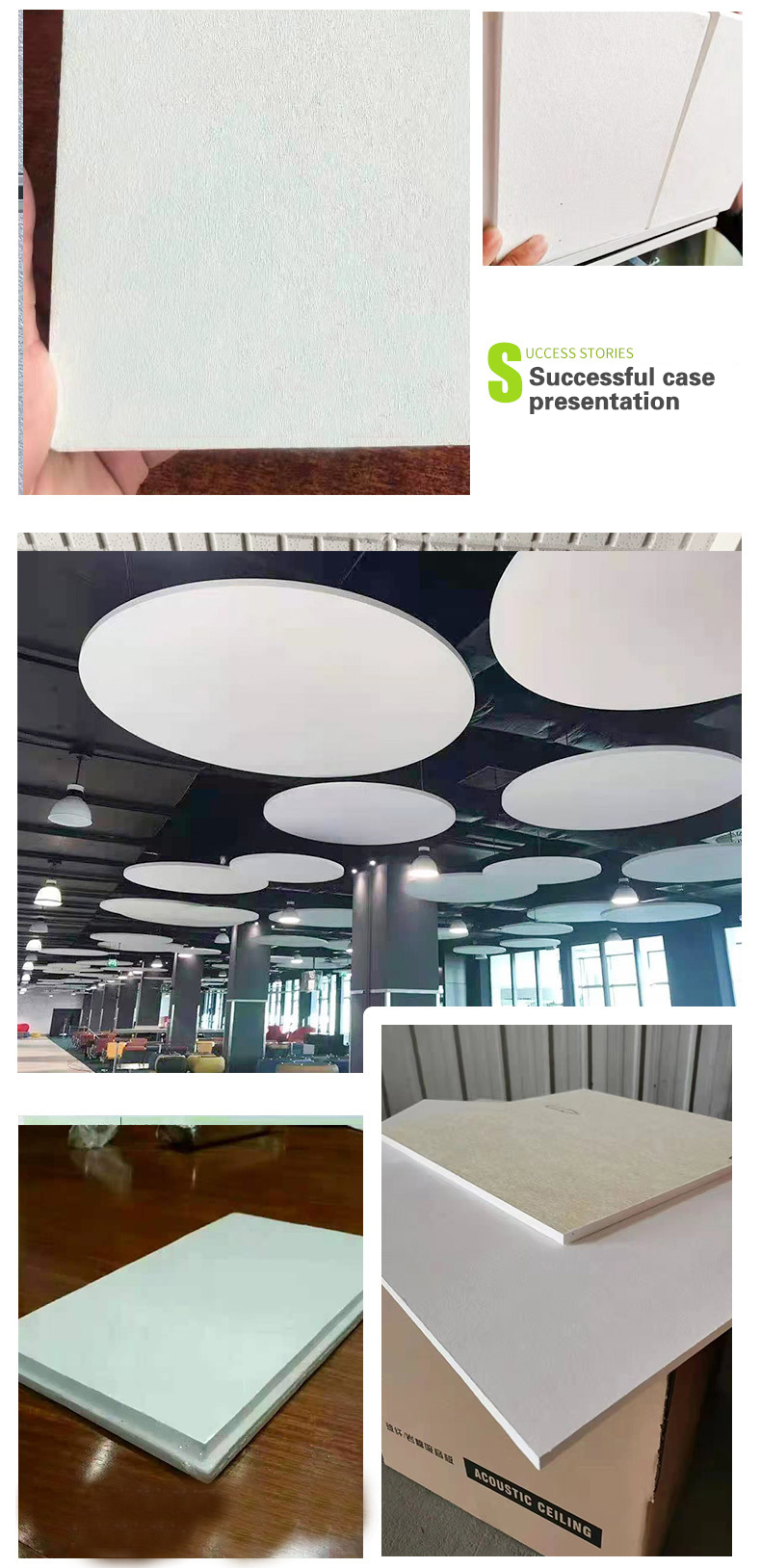 Class A Fire Rated Acoustic Glass Wool Ceiling Tiles Square Edges Fiberglass Panels