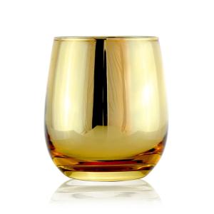 China Cool Small Scented Candles Luxury Holder Color Glass Candle Jar With Metal Gold Lid wholesale