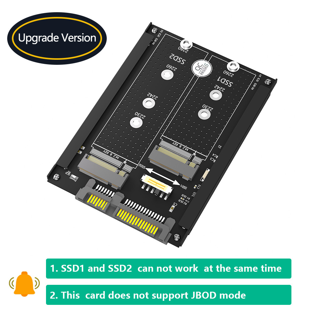 Dual M.2 B Key/B&M Key SSD to 2.5" SATA III with STA 2.5 inches Frame Bracket