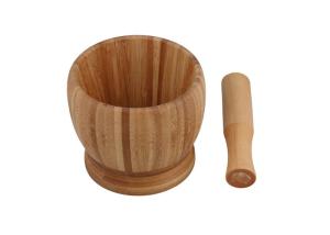 China 100% Medium Handmade Wooden Mortar &amp; Pestle , Wooden Garlic Masher Non Stick wholesale
