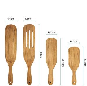 China Four Piece Kitchen Wooden Utensils Durable Salad Mixing Teak Wooden Spatula wholesale
