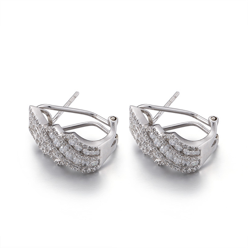 4.45g 8mm Silver Hoop Earrings Zircon Sterling Silver Mini Hoop Earrings