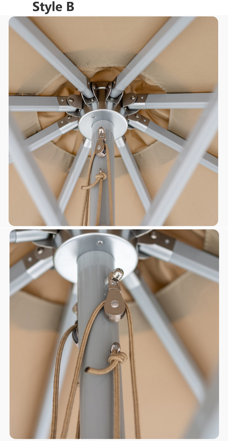 Outdoor Furniture Aluminum Alloy Tube Round Drawstring Parasol Umbrella for Patio and Pool