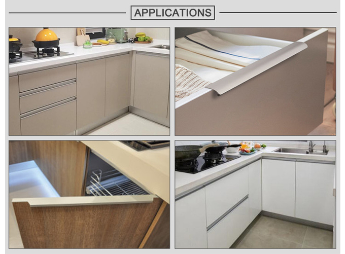 Industry Extended Aluminium Handle Profile Customized Length Wardrobe Door Handle