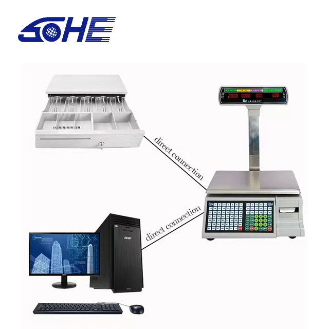Customized Cash Register Scale with Barcode Label Printer Power Supply DC10.5V/1000mA