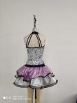 Custom Show Dance Wear Lace 100% Polyester Silver And Purple Color