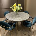 Luxury Hotel Restaurant Furniture Water Wave Pattern Round Dining Table