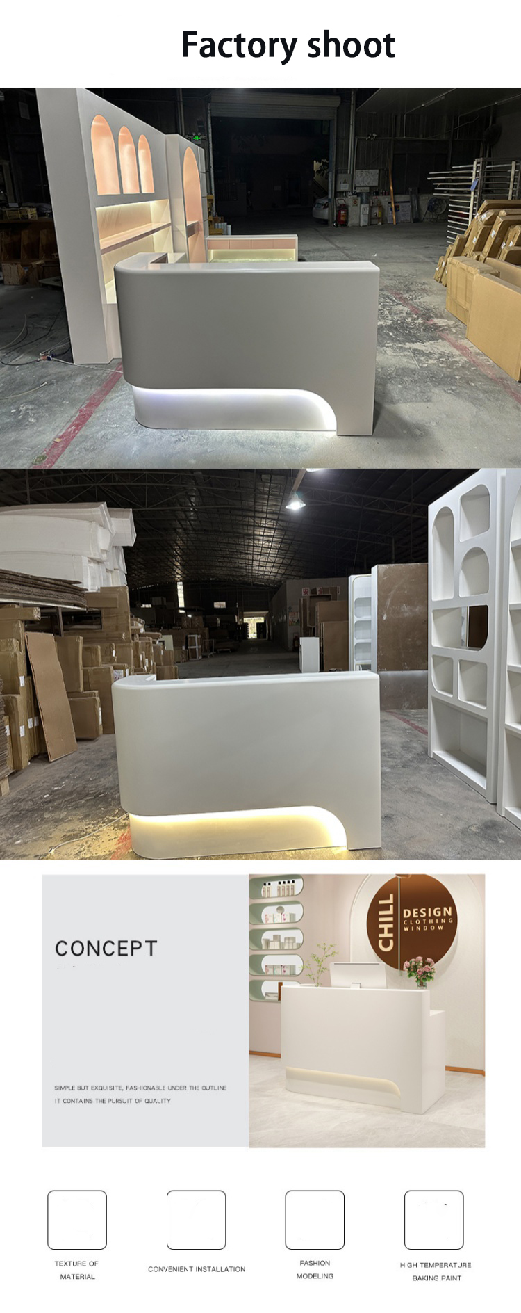 Stylistic Simplicity Curved Consulting Service Desk for Salon Nail Salon Clinic