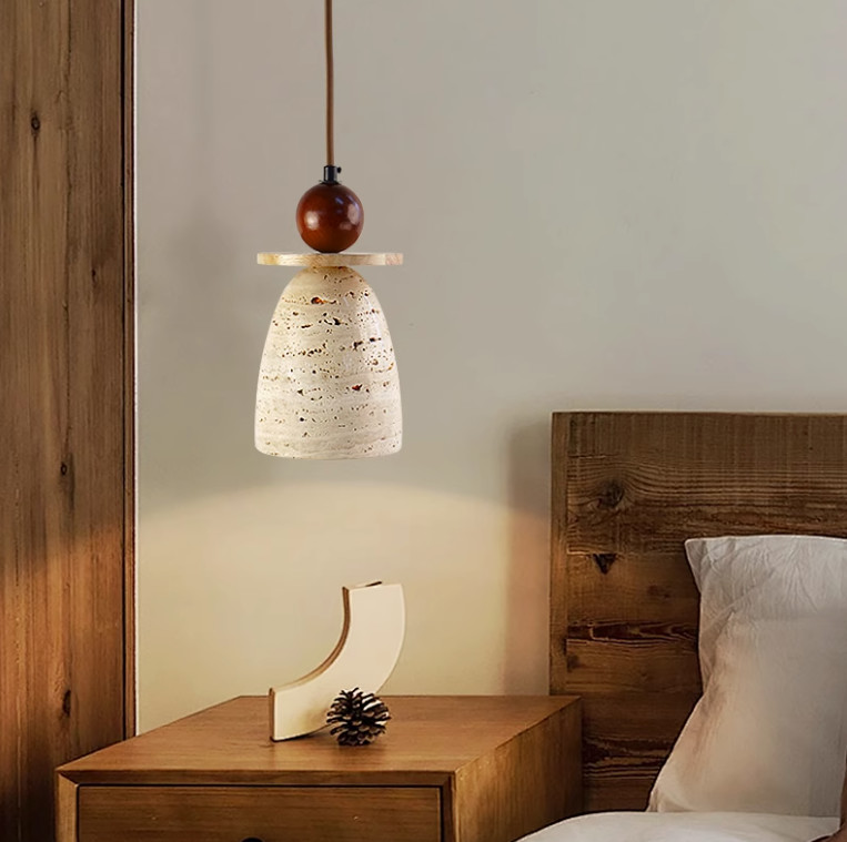 Yellow travertine wooden pendant lamp bedroom for home decorator interior stone pendant lamp