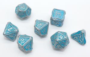 China Hand Made Blue Mini Polyhedral Dice Lightweight Metal Material wholesale