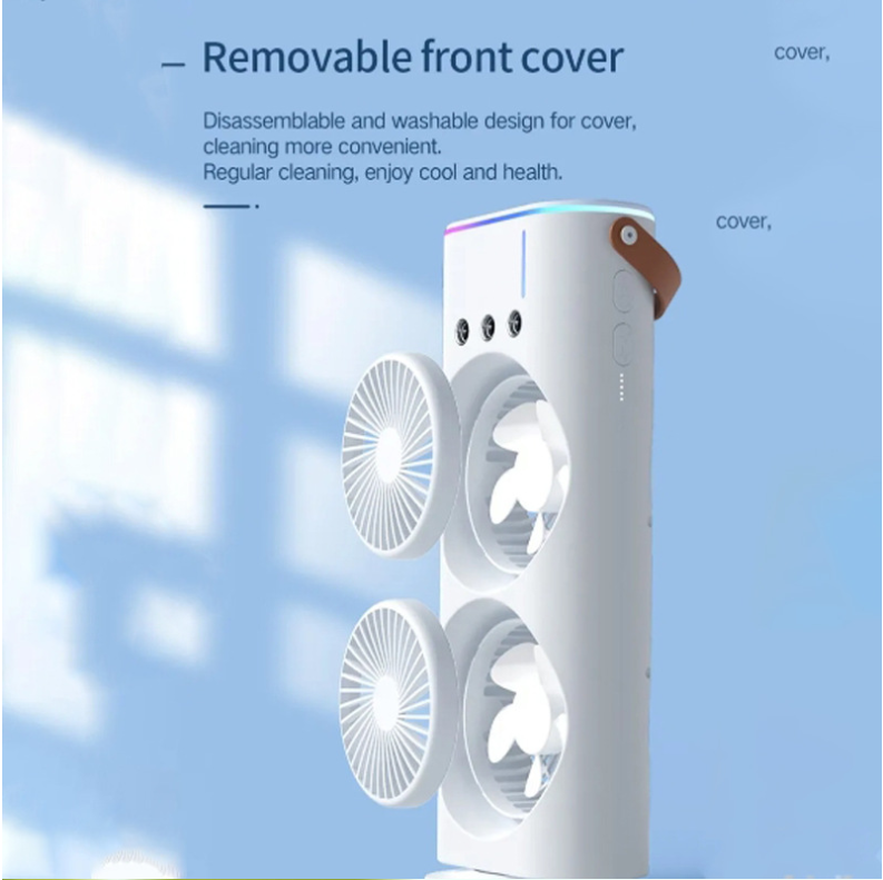 Household White Dual Fan Air Cooler with Remote Control and Cooling Function
