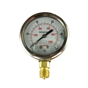 China Hydraulic Liquid Filled Hydraulic Pressure Gauge 400 Bar Stainless Steel Case wholesale