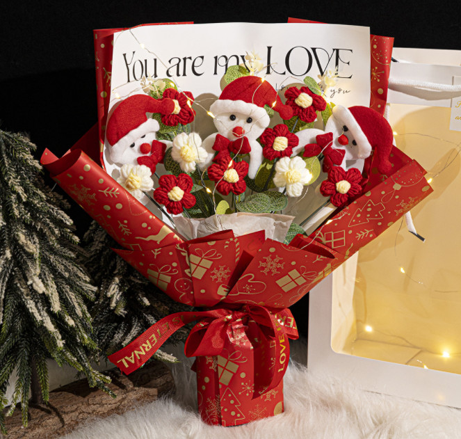 20x33cm Hand-Knitted Wool Simulation Flower Bouquet with Multiple Color Options