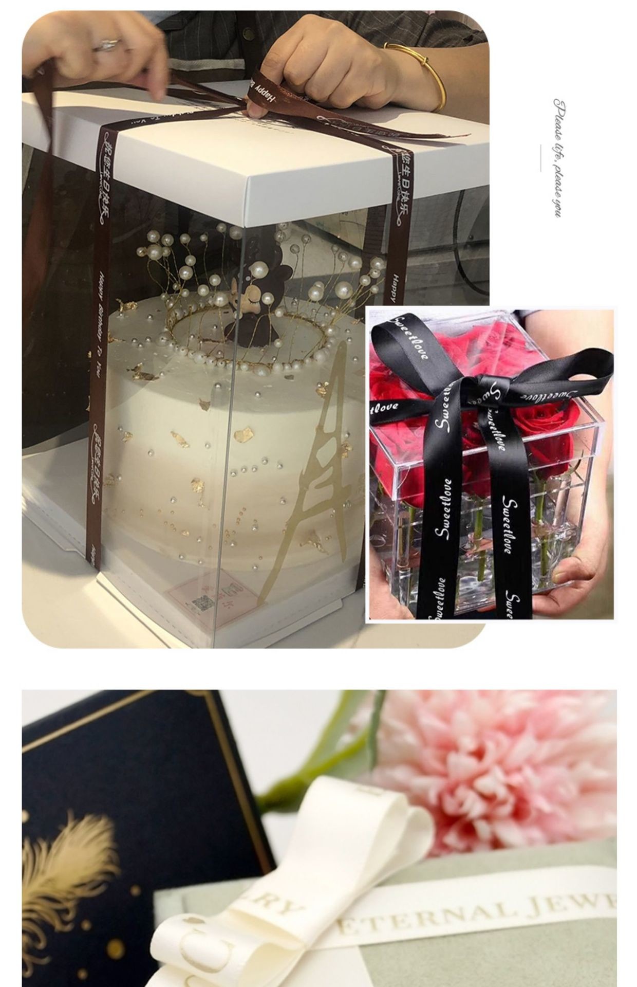 Custom Gift Ribbon With Foil Logo Roll And Different Colors And Width