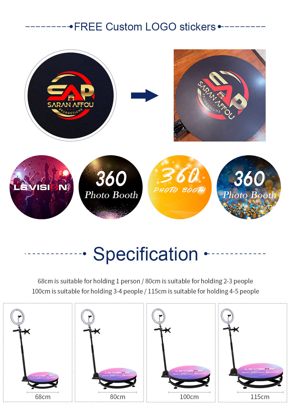 Rotating 360 Photo Booth Machine Automatic Remote Control For Events