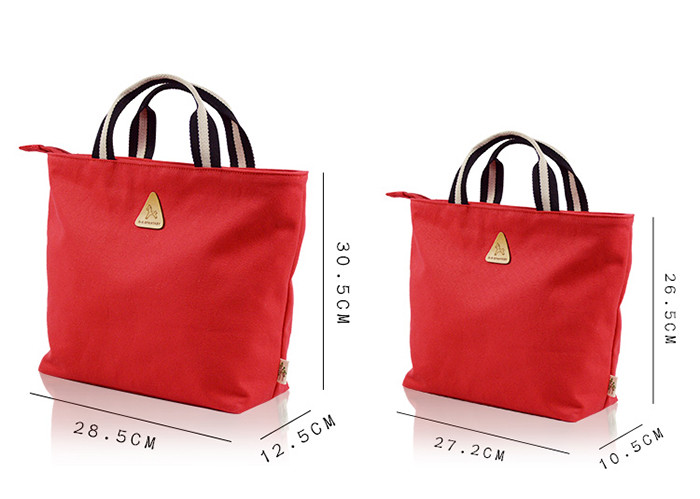Solid Color Ladies Canvas Bags , Womens Canvas Handbags With Stripe Handle