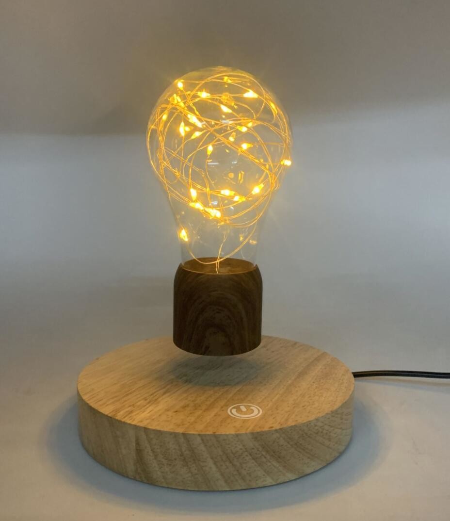 round base wireless magnetic levitation desk lamp light night bulb