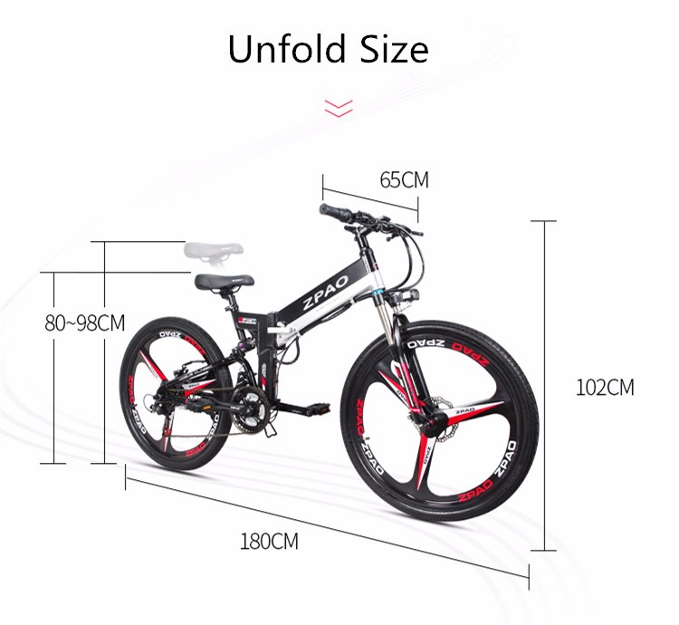 26 Inch Wheel Electric Folding Bicycle 250W 350W Aluminium Alloy Frame 48V 10.4AH