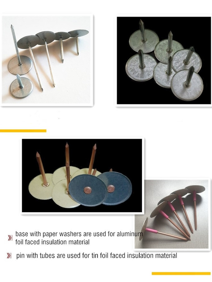 Duct Liner Insulation Work Used Fasteners Cup Head CD Weld Pins With Insulated Washer