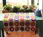 Hand-Woven Daisy colored stripes Crochet blanket flowers wallpaper table cloth