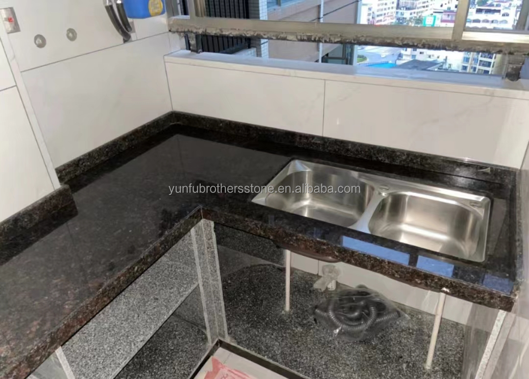 Park Modern British Brown Granite Stone Polished Surface for Kitchen Countertop Design