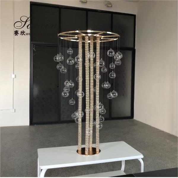 New Gold Metal Flower Table Support Candle Stand for Wedding Centerpiece