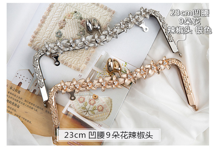 Chili Shape Closure Flower Purse Clutch Frames With Stone