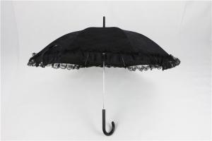 China Black Bridal Lace Ladies Windproof Umbrella Fiberglass Frame Custom Colors wholesale