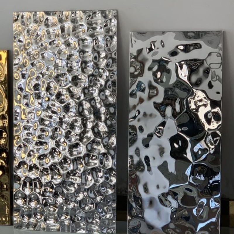 Water Ripple Mirror Polished Stainless Steel Corrugated Sheets AISI 304 316 Color Decorative Wall Panel