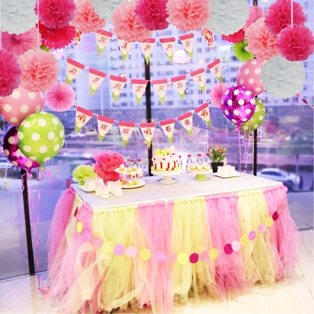 Outdoor Paper Flower Decorations / 25cm Tissue Paper Hanging Wedding Decorations
