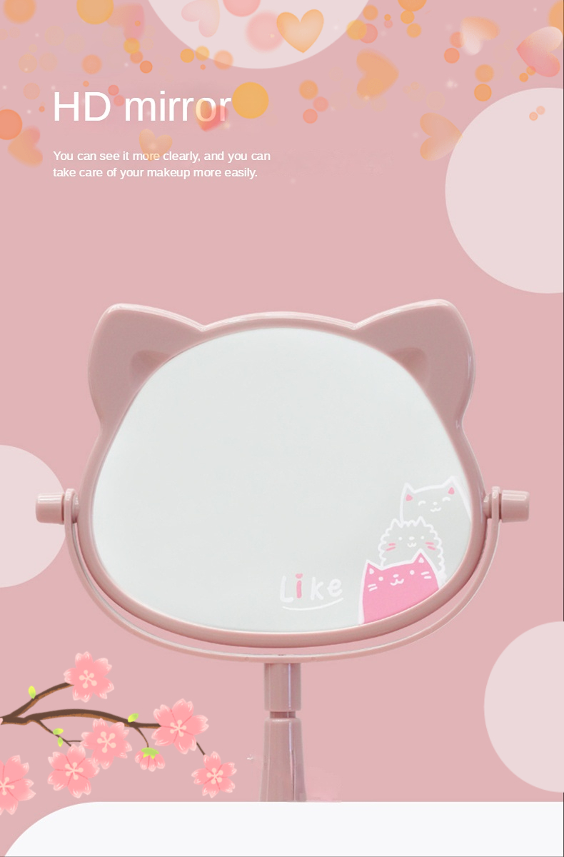Fashionable Design Plastic and Glass Mirror Standing Desktop Makeup Mirror for Travel