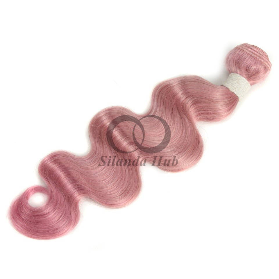Pink Body Wave Remy Human Hair Bundles Sew In Weave Bundles Brazilian Bundle Deals