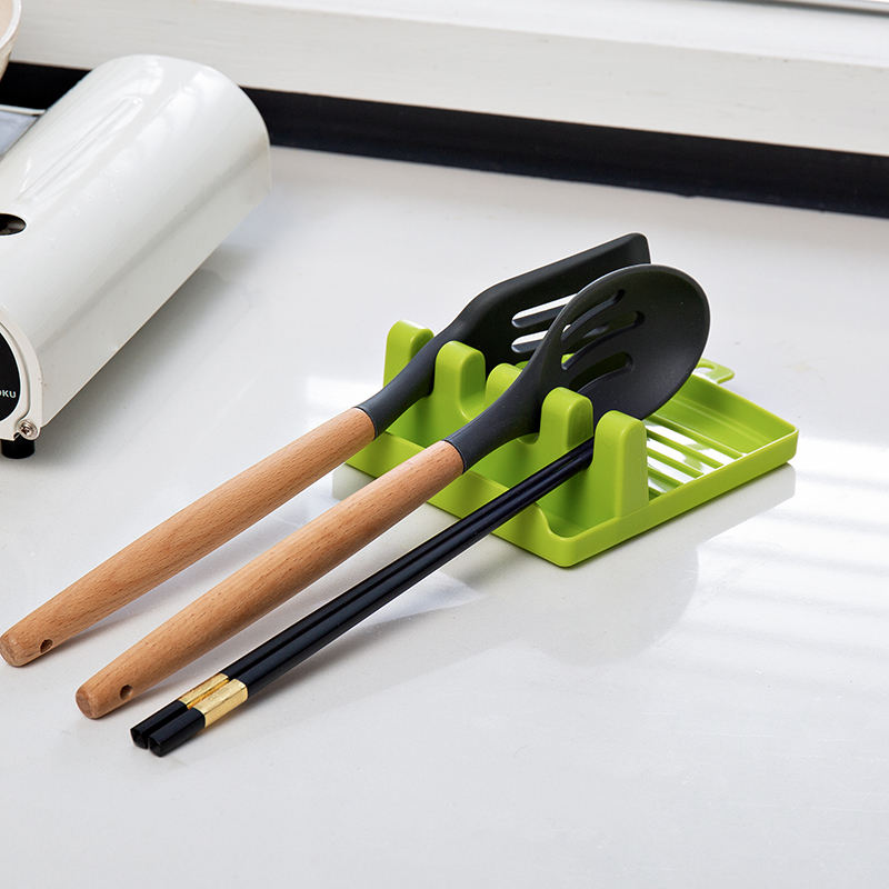 Multiple Bpa Free Silicone Spoon Rest , Kitchen Heat Resistant Utensil Rest